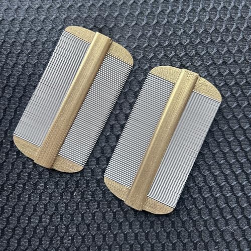 Vivifivenca Durable Lice Comb Stainless Steel Asian Large size 4inch Double - Sided Ultra Fine Tooth (Nits/Eggs), Dense Tooth (Flea/Ticks/Dandruff), Safe for Humans & Pets Scalp (Gold)