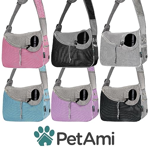 PetAmi Dog Sling Carrier for Small Dog, Hands Free Crossbody Carrier, Black - color: Black