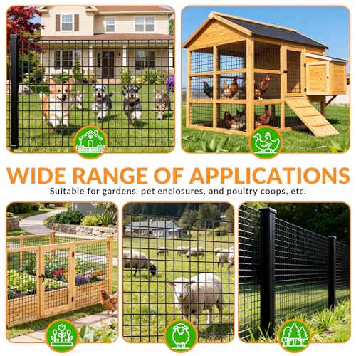 Welded Wire Fence, 36 Inch x 100 Foot Black PVC Coated Wire Mesh, 2 Inch x 3 Inch 16GA Garden Border Fencing Roll Vinyl Coating Metal Wire Mesh for Yard Vegetable Plant Protection Poultry Netting - size: 36X100ft