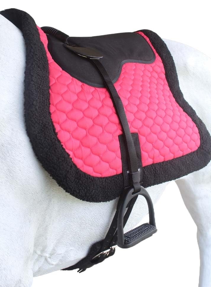 CHALLENGER Horse English Quilted Fleece Padded Trail Bareback Pad 72F48 - color: Pink Black