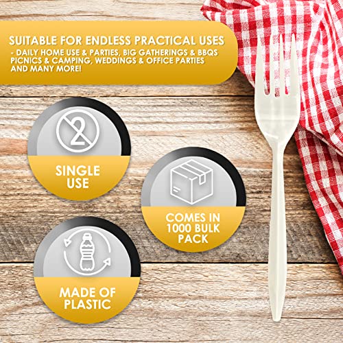 PAMI Medium Weight Disposable Plastic Forks,White,Bulk Pack,1000 Count - size: Forks, style: Forks