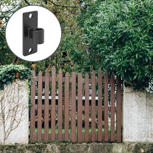 Gate Hinges, 4 Pack Steel Wall Mount Gate Hinge Fit 5/8'' Pin Fence Post Hinge, Heavy Duty Gate Hinges for Wooden or Concrete Farm Gate and Fence Gate(Screws Included) - color: Black-4 Packs