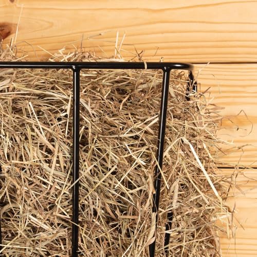 Schneiders Easy-Up Standard Hay Rack for Horses | Heavy-Duty Wall-Mounted Feeder | Holds 2-3 Flakes | Space-Saving Stable & Barn Hay Storage | Color Black