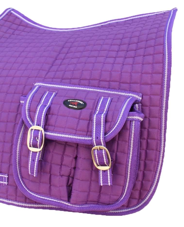 Horse Quilted English All-Purpose Saddle Pad Purple w/ Pockets 7285