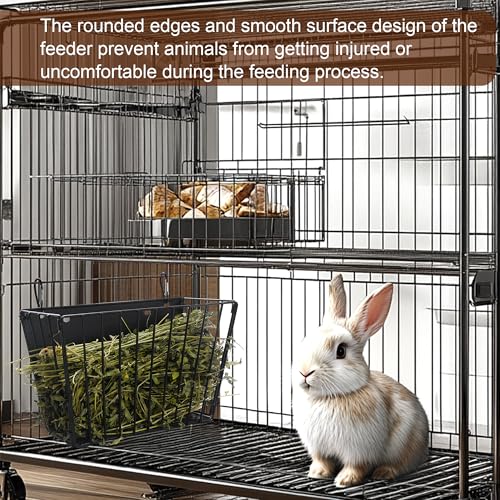 2PCS Rabbit Hay Feeder with Heavy-Duty Metal Frame Guinea Pig Hay Feeder for Rabbits, Bunny, Guinea Pigs, Chinchillas, 9.6x4.5x6.3 inch - color: Black-2PCS