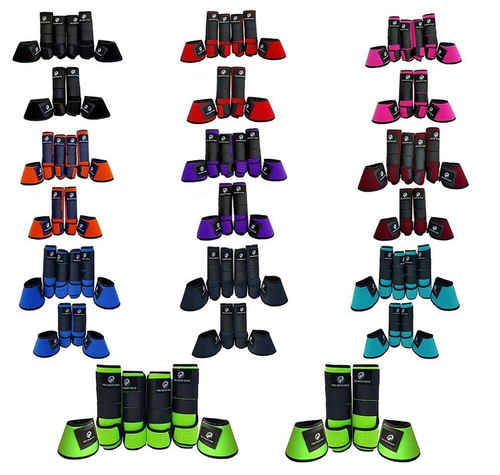 Horse Medicine Brushing Boots Horse Bell Boots Leg Wraps Protection Gear Set of 4 and Set of 6 - color: Sky Blue / Turquoise (SET OF 4)