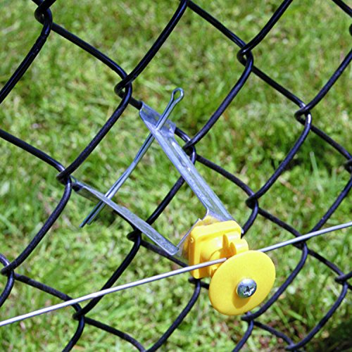 Zareba Chainlink Insulator for Electric Fencing - 100 Insulators Included - Heavy Duty, Durable - for Chain Link Fence - Yellow for Easy Visiblity - ICLXY-Z, 100 Pack - size: 10 Bags