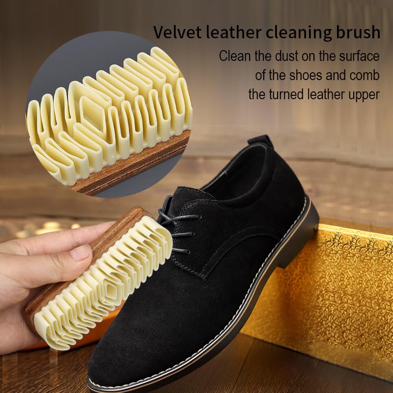 MAXIMILIAN Shoe Shine Brush Kit 3Pcs Suede Brush Solid Wood Shoe Brushes