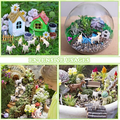 Foilswirl 50 Pcs Mini Goat Figurines Miniature Resin Farm Animal Figurines Set for Decorating Outdoor Micro Landscape Mini Gardens Potted Plant Accessories and Creative DIY Props Cake Topper (Goat)