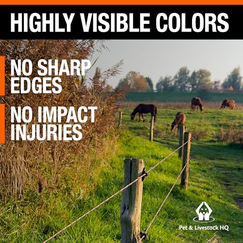 Electric Fence Polybraid 1000ft Thickness 1/4" - Premium Heavy Duty Braided Polyrope - High Visible Rope Fencing for Horse, Cattle, Livestock - 6 Wire Conductors: 2X Cooper and 4X Stainless Steel - size: 1000ft / 305m