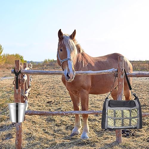 2 Pcs Horse Bucket Strap Hangers,Horse Suppliers Adjustable Nylon Straps for Hay Bag Nets, Outdoor Feeders Heavy Duty Horse Water Feed, Hanging-Pratical and Easy Use(Black) - size: 2 Pack