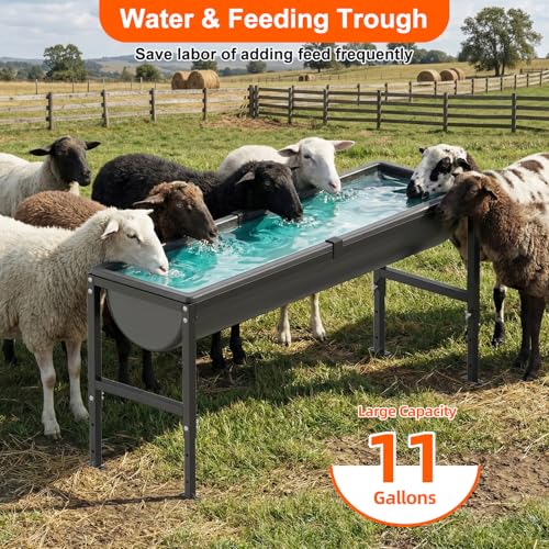 2PCS Animal Waterer 12 Gallon | Livestock Water Trough with Adjustable Stand, Easy to Assemble and Carry, Feeding Goat, Sheep, Horse, Dog in Farm - size: 2 PCS