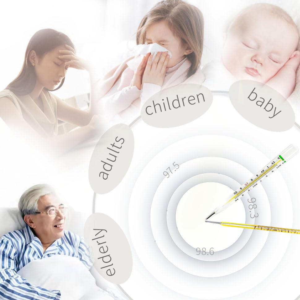 ℉ &℃ Oral Thermometer for Adults and Kids 2PCS - Glass Thermometer for Rectal Temperature - Accurate Easy Reading - AiBi TECH