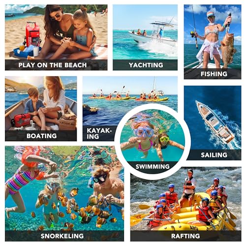 250 PCS Waterproof First Aid Kit, Roll Top Reflective Boat Dry Bag Bug Out Bags, Emergency Medical Kit Ideal for Boating, Camping, Fishing, Kayaking, Floating, Red
