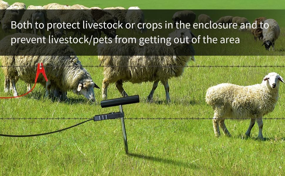 24in Ground Rod, Alligator Clip Lead Wire for Solar Fence Charger & Generator - size: 24