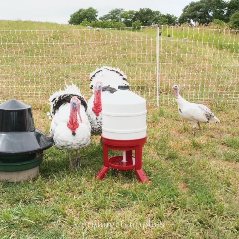 Premier 1 PoultryNet® Plus, Starter Kit for Chickens – 48"H x 100'L | White/black. Includes solar energizer, support posts & tester. Double spike, posts every 6.8 ft to reduce sag. For chickens.