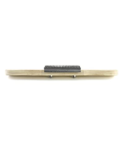 QWORK Buffing Wheel Rake, 15" Polishing Rake with Wooden Handle and Stainless Steel Head for Removing Residual Compounds and Metal