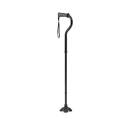 Medline Offset Folding Cane, 4-Point Base with Cushioned Gel Handle, Supports up to 350 lbs, Black - color: black