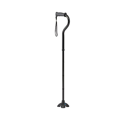 Medline Offset Folding Cane, 4-Point Base with Cushioned Gel Handle, Supports up to 350 lbs, Black - color: black