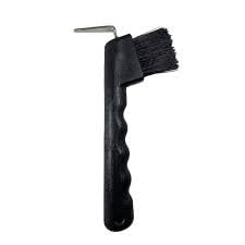 MPMH Ergonomic Horse Hoof Pick Brush with Heavy-Duty Rust-Resistant Steel Pick and Durable Nylon Bristles – Ideal for Hoof Care, Easy to Clean (Black) - color: Black