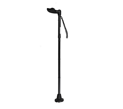 KMINA Folding Walking Cane for Women and Men, Palm Grip, Left Hand, Black - style: Left