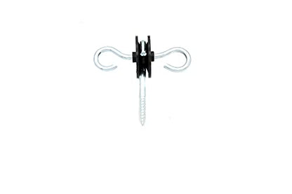 JBT 2 Rings Electric Fence Screw-in Gate Handle Anchor, Black, 4