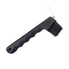 MPMH Ergonomic Horse Hoof Pick Brush with Heavy-Duty Rust-Resistant Steel Pick and Durable Nylon Bristles – Ideal for Hoof Care, Easy to Clean (Black) - color: Black
