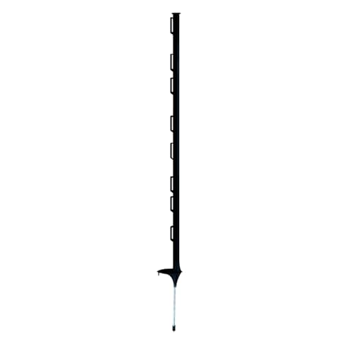 Sandbaggy 4 ft Plastic Step in Electric Fence Posts - UV Resistant - Temporary or Semi-Permanent Fencing for Livestock, Grazing, Gardening - Lightweight, Adjustable Height (4 ft, Black, 10)
