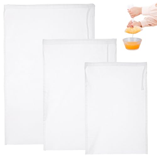 Cheese Cloth Bag for Straining, 3 Pack, Reusable Fine Mesh Nylon Nut Bag Strainer with Drawstring for Straining Nut Milk, Juice, Yogurt, Coffee, 100 Mesh (7.87x11.81"/9.45x14.17"/11.81x17.72") - size: Combo - 7.87x11.81"/9.45x14.17"/11.81x17.72"