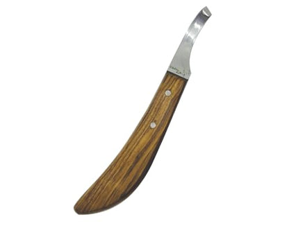 Farrier Hoof Knife – Left Handed | Razor Sharp Stainless Steel Farrier Knife with Wooden Handle for Hoof Trimming, Cutting & Cleaning – Professional Farrier & Horse Hoof Care Tool (left)