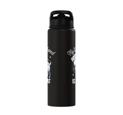 My Spirit Animal Is A Coat Cute Coat Pygmy Goat Farmer Stainless Steel Insulated Water Bottle - color: Black