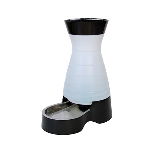 PetSafe Healthy Pet Water Station, 320 oz, Stainless Steel Bowl, Large | Gravity-Fed Pet Water Fountain Keeps Cats or Small Dogs Hydrated, Stainless Steel Bowl Is Dishwasher Safe - size: Large