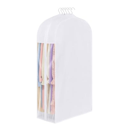 43 Inch Cotton Garment Bag for Hanging Clothes and Storage, 1 Pack | Suit Bags for Closet Storage, Breathable Cotton Fabric, Extre Large 10in Gusseted, Organza Window, Durable Zipper, White - size: 10"W x 43"H-1pcs