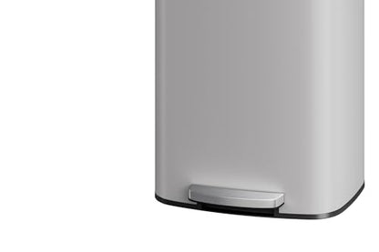 Garvee 21 gal / 80 L Metal Trash Can with Lid, Large Garbage Can for Kitchen, Rustproof Step-on Kitchen Metal Trash Bin with Liner Rim, Rear Handle, Soft Close Plastic Lid, White - color: White, size: 21.1 Gallons