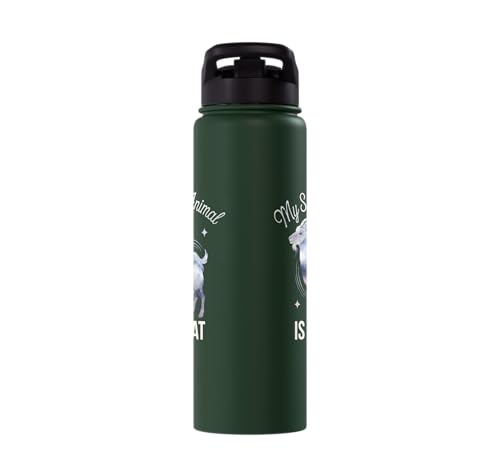 My Spirit Animal Is A Coat Cute Coat Pygmy Goat Farmer Stainless Steel Insulated Water Bottle - color: Dark Green