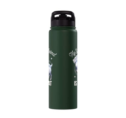 My Spirit Animal Is A Coat Cute Coat Pygmy Goat Farmer Stainless Steel Insulated Water Bottle - color: Dark Green