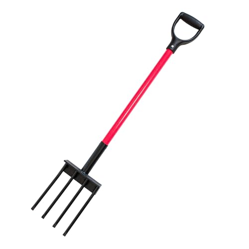Bully Tools Spading Fork with D-Grip, 44" Fiberglass Handle
