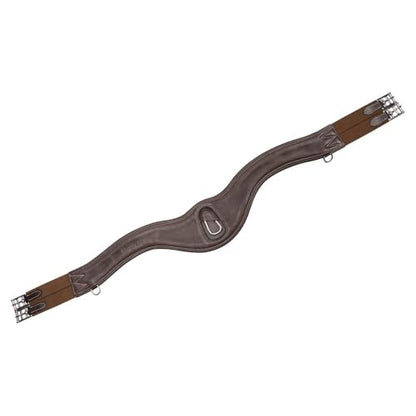 Schneiders Anatomical Leather English Jump Girth for Horses | Aniline Calfskin | Carabiner Clip | Dual Elastic Ends | Stainless Hardware - size: Horse Size 44