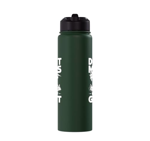 Don´t Mess With My Goat Cute Coat Pygmy Goat Farmer Stainless Steel Insulated Water Bottle - color: Dark Green