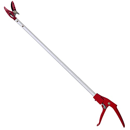Tree Trimmer, 2 Foot Pole Pruner, Long Reach Pruning Shears, Cut and Hold Garden Clippers, Aluminum Lightweight Handle Fruit Picker, Branch Bypass Loppers