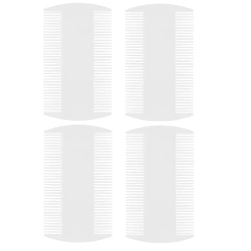 4 Pcs Lice Combs, Flea Combs, Double Sided Headlice Combs, Headlice Treatment for Dogs, Cats (White)