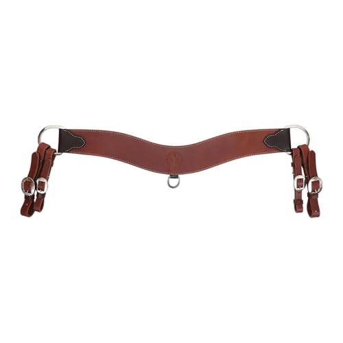 Circle Y Rosewood Tripping Breast Collar | Contoured 4" Wide Double-Ply Leather Horse Chest Collar w/Stainless Steel Hardware, Rigging Straps | for Ranch Work, Roping, Western Riding (6045-25-SF)