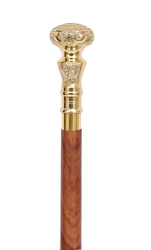 Vintage Brass Handle Victorian Telescope Fold able Wooden Walking Stick, Walking Cane with for Men & Women, Fancy Canes, Ideal Gift