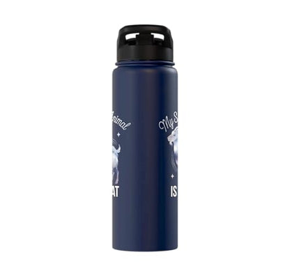 My Spirit Animal Is A Coat Cute Coat Pygmy Goat Farmer Stainless Steel Insulated Water Bottle - color: Navy Blue