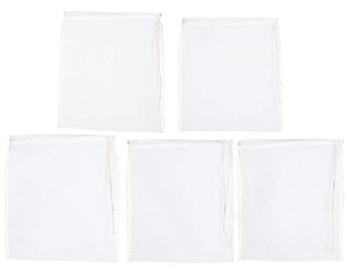 5 Pcs Premium Fine Mesh Food Grade Nut Milk Bag for Almond Milk/Soy Milk - Fine Mesh Nylon Cheesecloth & Cold Brew Coffee Filter, 9" x 12" (5, 300 Mesh)