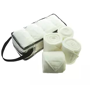 Fleece Polo Leg Wraps for Horses - Premium Thickness and Quality Including Storage Bag - color: White