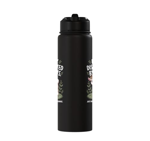 Easily Distracted by Goats Cute Coat Pygmy Goat Farmer Stainless Steel Insulated Water Bottle - color: Black