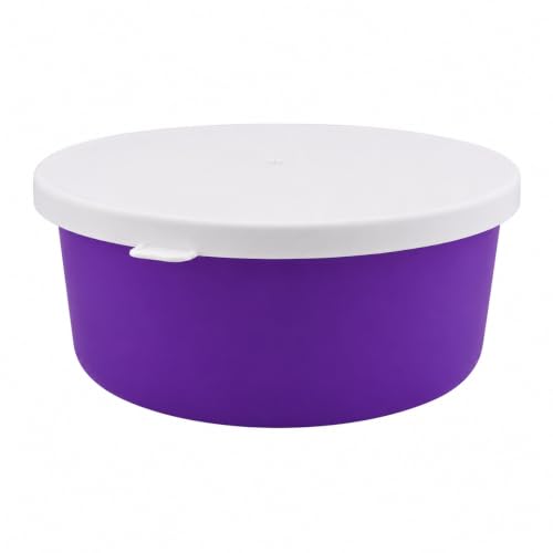 Correct Connect Large 2.9 Gallon Horse Feed Storage Bowl with Snap Lid, Stackable Horse Feed Container for Feed, Treats and Supplements, BPA Free Food Safe Bucket (Purple) - color: Purple