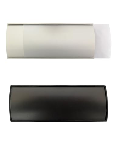 Set of 2 Curved Name Plate Holder for Doors 8" x 3" Wall Mount Office Business Door Sign Holder Aluminum Sign Frame with Adhesive Tape Plastic Film for Office Business Display(Silver)