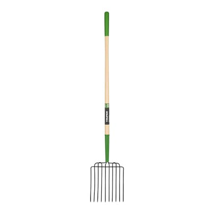 Truper Tru Tough 10-Tine Manure and Bedding Fork, 54-Inch Premium Ash Wood Handle, Forged Steel Head, Heavy-Duty Agricultural & Stable Tool (Model BPJ-10L / 30331)
